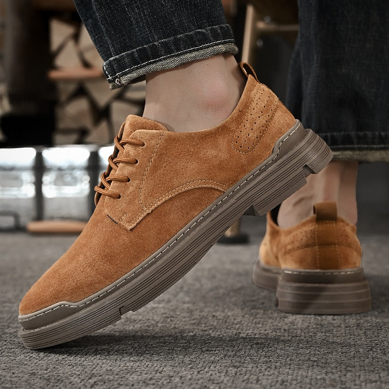 Advbridge Leather Casual Shoes Men Non-Slip for Men Classic Oxfords Shoes Handmade Non-Slip Hiking Shoes Lace-Up New Men's Shoes