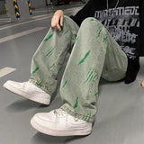 Advbridge New Graffiti Men Jeans Casual Male Wide Leg Pants American Street Unisex Jeans Hip Hop Street Straight Loose Denim Pants 2023
