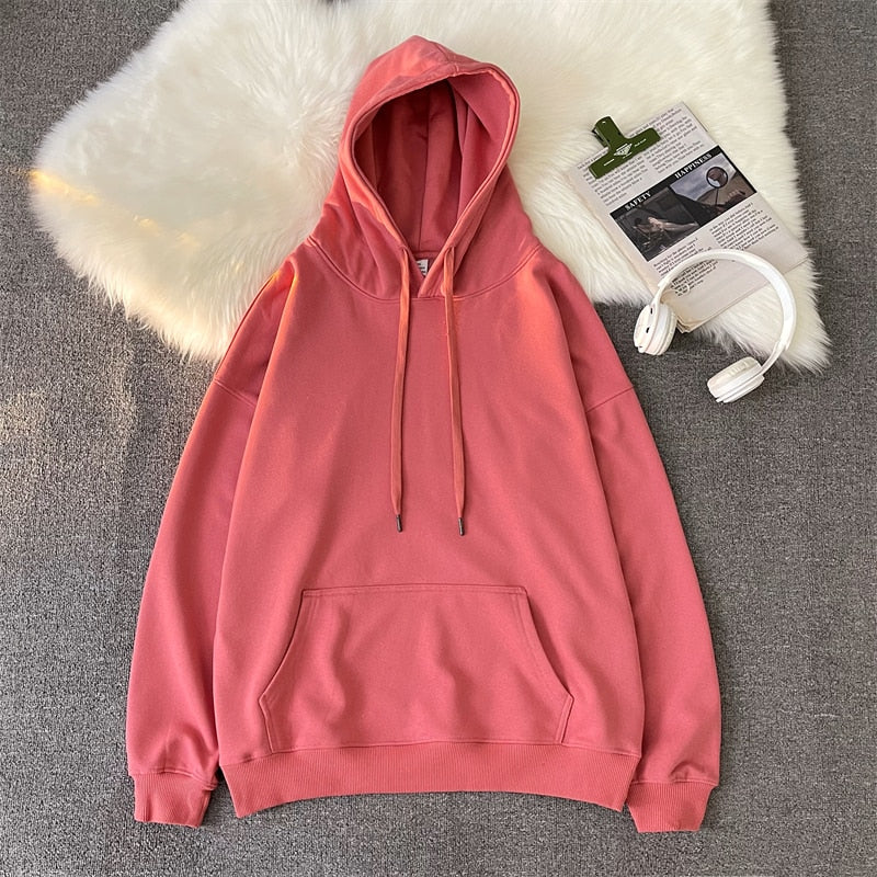 Advbridge Korean Men's Solid Color Sweatshirt Hoodies 2023 Casual Hooded Pullovers Hoodie Warm Fleece Male Loose Man Clothing 3XL