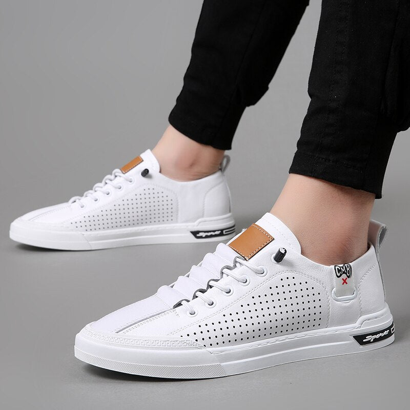 Advbridge Brand Men Shoes Outdoor Breathable Sneakers Moccasins New Fashion Mens Casual Shoes Italian Genuine Leather Men skate shoes