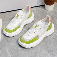 Advbridge New Women Chunky Shoes Fashion Mesh Vulcanized Shoes Green Lace-Up Women Sneakers Summer Outdoor Sport Shoes Tenis Feminino