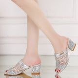 Advbridge Plus Size 42 43 Summer Pumps For Women Casual Shoes Womans Sandals 6.5cm High Heels Mesh Blingbling Female Heeled Shoes Sandals