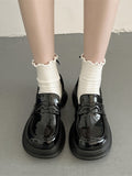 Advbridge British Style Shoes Woman Flats Slip-on Oxfords Clogs Platform Autumn Preppy Dress Slip On Leather New Creepers Fall PU Hoof Hee