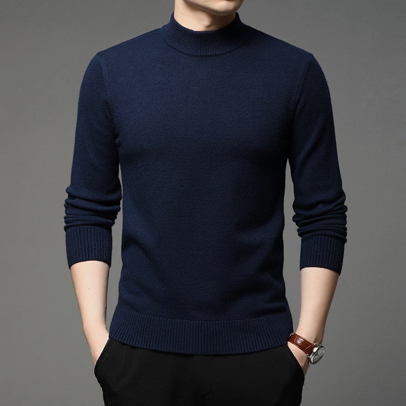 Advbridge Autumn and Winter New Men Turtleneck Pullover Sweater Fashion Solid Color Thick and Warm Bottoming Shirt Male Brand Clothes