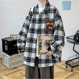 Advbridge Spring Autumn Fashion Men's Casual T-Shirt Loose Soft Versatile Tops Buttons Shirt Coat Cool Boys Plaid Jacket College Style