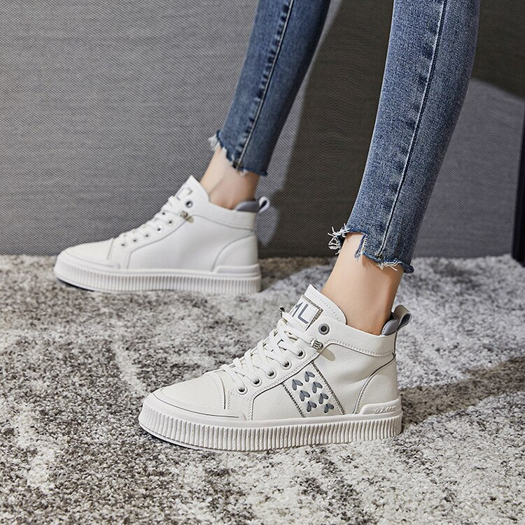 Advbridge Casual Platform Shoes Women's Sneakers  New Fashion Designer Tennis Female Elegant White Flat Shoes Female High Top Footwear