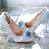 Advbridge Kawaii Romantic Lolita Shoes Pointed Toe High Heels 8cm Vintage Feminine Flower Wedding Women Sandals