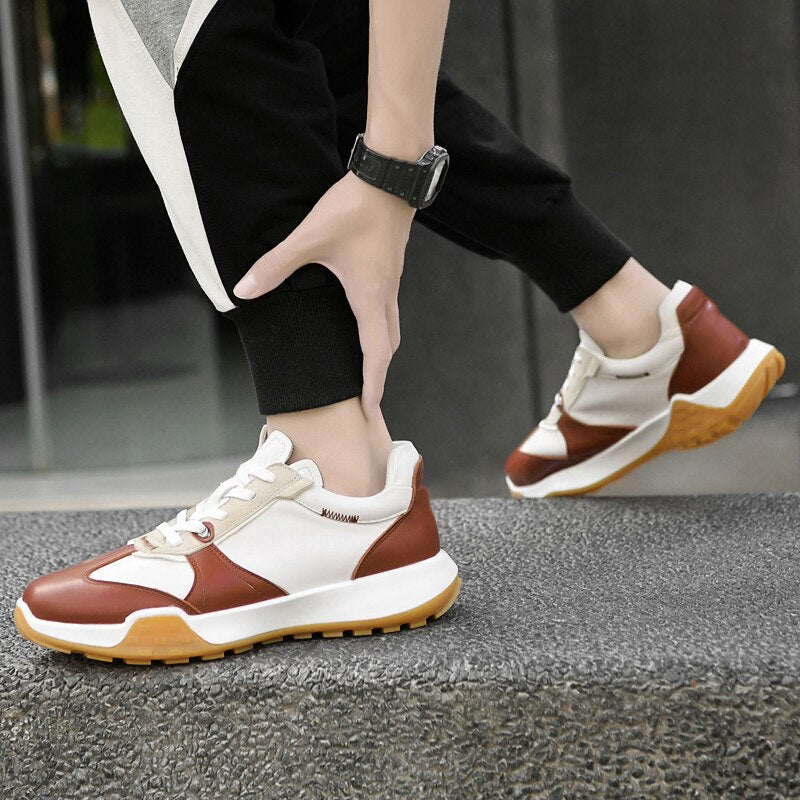 Advbridge Genuine Leather Men Sneakers Flat High Quality Causal Men Shoes Male Footwear Non-slip Fashion Sneakers Men Shoes