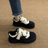 Advbridge Women's Shoes Platform Casual Female Sneakers Wedge Basket 2023 Round Toe Shallow Mouth Clogs Winter Retro Sports Hook & Loop Ru