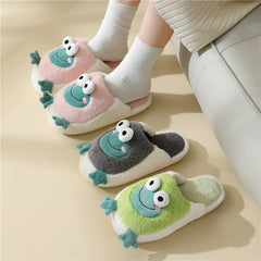 Advbridge Winter New Frog Cotton Slippers Women Household Warmth Autumn and Winter Lovers Cute Cartoon Indoor Personality Plush Slippers