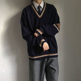Advbridge Spring Couples Wear Autumn Men's Sweater Korean Loose  New Student Pullover V-neck Coat Japanese School Uniform Daily