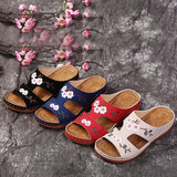 Advbridge Plus Size 42 43 Summer Women Slippers Outside Wedges Shoes Thick Platform Embroidery Flower Womans Sandals Beach Casual Slides