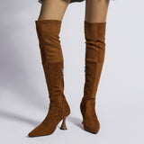 Advbridge Shoes  Women's Rubber Boots Sexy Thigh High Heels High Sexy Luxury Designer Boots-Women Rain Pointy Large Size Leather Ladies Ov