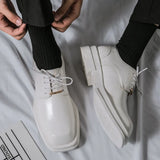 Advbridge Summer Spring Men Platform Leather Shoes Breathable Office Bussiness Formal Shoe Square Toe Male Black White Wedding Dress Shoes