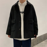Advbridge Men's Woolen Coats Spring Fashion Streetwear Turn-down Collars Jackets Single-breasted Cardigans Trendy Men Clothing