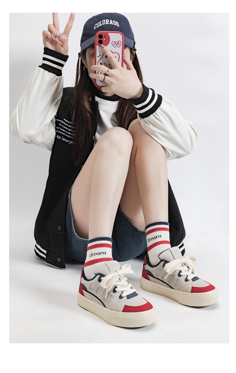 Advbridge Spring Autumn Women Chunky Sneakers Feamel Breathable Platform Shoes Ladies Vulcanized Sport Shoes Casual Flats