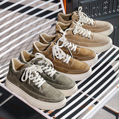 Advbridge Thick-soled Comfortable Lightweight Non-slip Flat Shoes Autumn New Men Casual Shoes Retro Solid Color Breathable Mans Shoes