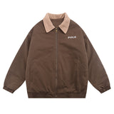 Advbridge Fashion Vintage Zipper Jacket Coat Men Harajuku Vintage Embroidered Polo Jacket Casual Baseball Outwear Tops Thick