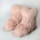 Advbridge Fashion hot girl pink furry boots women's new all-match round toe slip-on shoes