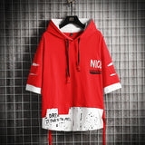 Advbridge Men ribben hoodies Summer Male Fashion short sleeve hoodies Men's hoodies tshirt Color Splice hooded tshirt Street Style