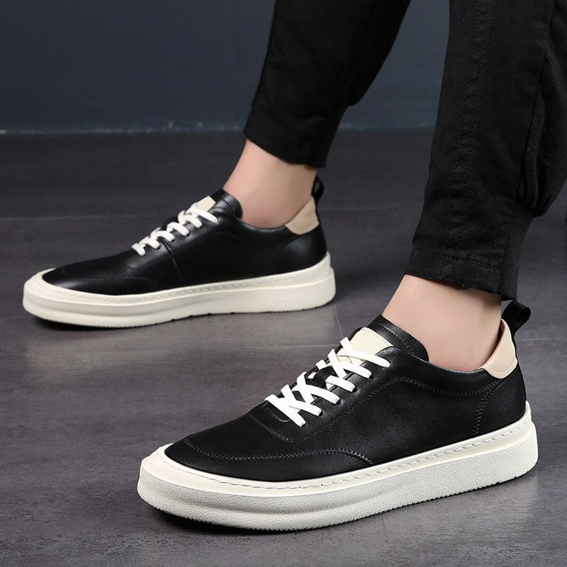 Advbridge Spring Autumn Men Casual Lace-Up Breathable Sneakers Men All-match Shoes Casual Leather Men's  Shoes Comfortable Sneakers