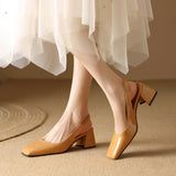 Advbridge Elegant Slingback Sandals Women Summer Shoes Pink Black Nude Medium Heels Pumps Close Toe Office Party Shoe Female Large Size 45