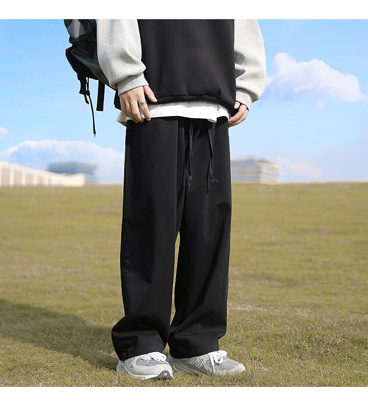 Advbridge Men's Fashion Trend Vintage Casual Pants Loose Cargo Hip Hop Style Trousers Mens Black/Apricot/brown Color Sweatpants M-2XL