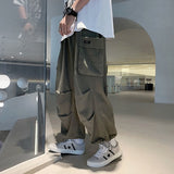 Advbridge White/Green/Black Casual Pants Men Fashion Pocket Cargo Pants Men Streetwear Loose Hip Hop Wide Leg Pants Mens Trousers M-2XL