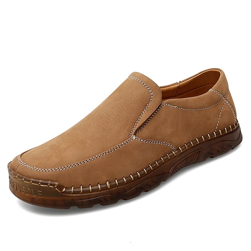 Advbridge Fashion Leather Men Slip on Shoe Color Matching Casual Male Shoes Lightweight Adult Driving Moccasin Soft Non-slip Mens Loafers