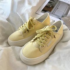 Advbridge Yellow Blue Platform Canvas Sports Shoes Women Sneakers  New Korean Summer Flat Vulcanize Kawaii Tennis Basket Lolita