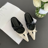 Advbridge 2023 Summer Women Pointed Toe Sandals Bow Design Ankle Buckle Strap Thin Mid Heels Fashion Sandals Dress Wedding Shoes Muj