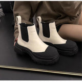 Advbridge Women Ankle Boots Newest Autumn Winter Genuine Leather Thick Heels Genuine Leather Platform Chunky Heel Work Shoes Woman 2023