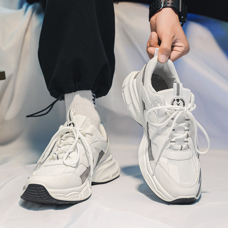 Advbridge Mesh Chunky Mens Sneakers White Breathable Fashion Outdoor Sports Shoes Vulcanized Casual Male Designer Running Athletic Shoes