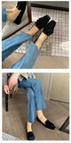 Advbridge 2023 new Spring women pumps natural leather 22-24.5cm length kid suede+cowhide+pigskin full leather Tassel flat sole shoes
