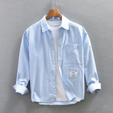 Advbridge White Fashion Shirts for Men Long Sleeve Turn-down Collar Be All-match Tops Male Pure Cotton Button Up Shirt Clothing