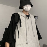 Advbridge Summer Hooded T-Shirt Men Fashion Grey Green Black Casual T-Shirt Men Streetwear Loose Hip Hop Mid Length T Shirt Mens Tops
