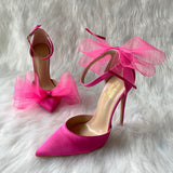 Advbridge new style pink white black satin silk open in the middle ankle strap party evening dress shoes for women 12cm high heel