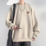 Advbridge Jacquard Men's Hoodies long-sleeved T-shirt Solid Color Loose Sweatshirt Casual Couple Basic New Soft senior Bottoming shirt Top