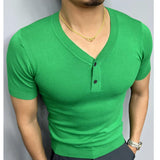 Advbridge Knitted Short Sleeved T-shirt Men Summer Streetwear Korean Solid Color Top Camisa Masculina Tee Shirt Homme Multicolor