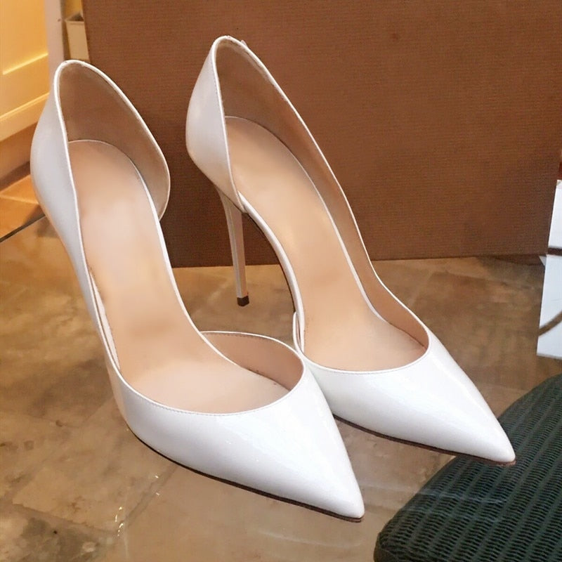 Advbridge Fuchsia Suede Shallow Women Stiletto High Heels Shoes 12CM 10CM 8CM Cutouts Pointed Toe Celebrating Party Dress Shoes Size46