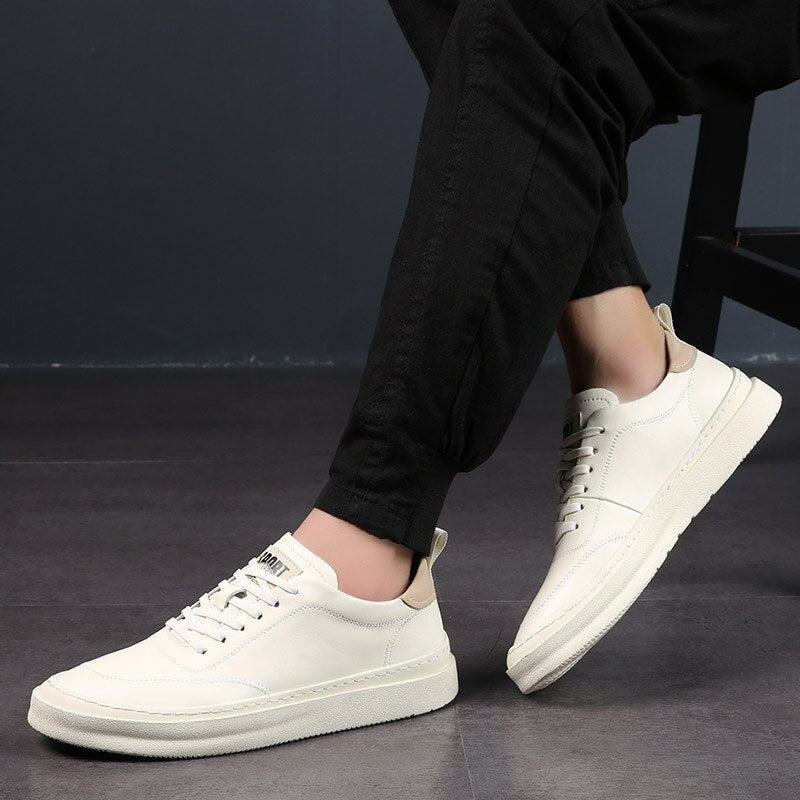 Advbridge New Leather Men's Casual Shoes Fashion Brand male Footwear High Quality Leisure Office shoes classic white daily outdoor flats