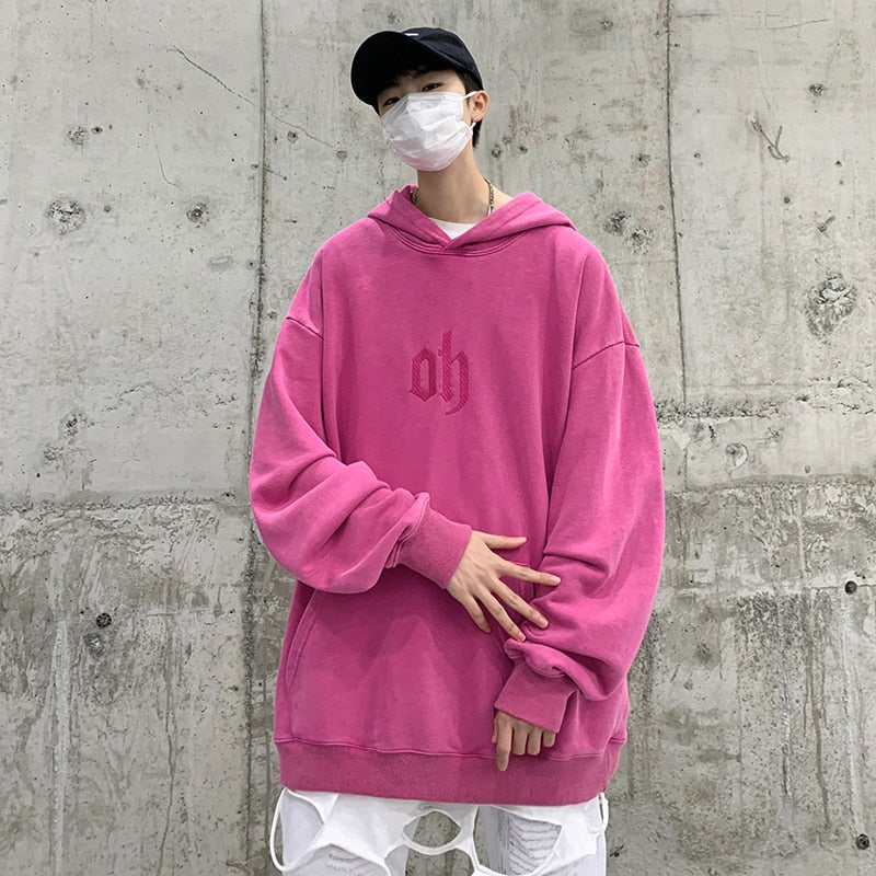 Advbridge Spring Autumn Letter Embroid Oversize Men High Streetwear Hoodie Unisex Woman Boyfriend Style Shirt Pullover Couple Sweatshirt