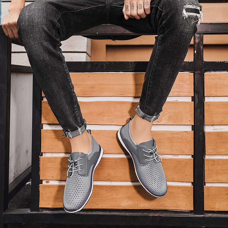 Advbridge Summer Mens Casual shoes Fashion Hollow Out Breathable Business Shoes low top Outdoor Flats Comfy Walking Sneakers Mocassin