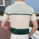 Advbridge Playera Polo Hombre Summer Men Cardigan Short-sleeved Casual Knitted Polo Shirt British Slim Lapel Ice Silk Breathable Polo