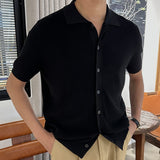 Advbridge High Quality Solid Color Cardigan T-shirt Summer Man Short Sleeve  Polo Shirt Men Lapel Knitted Casual Polo Shirt Camisa Hombre