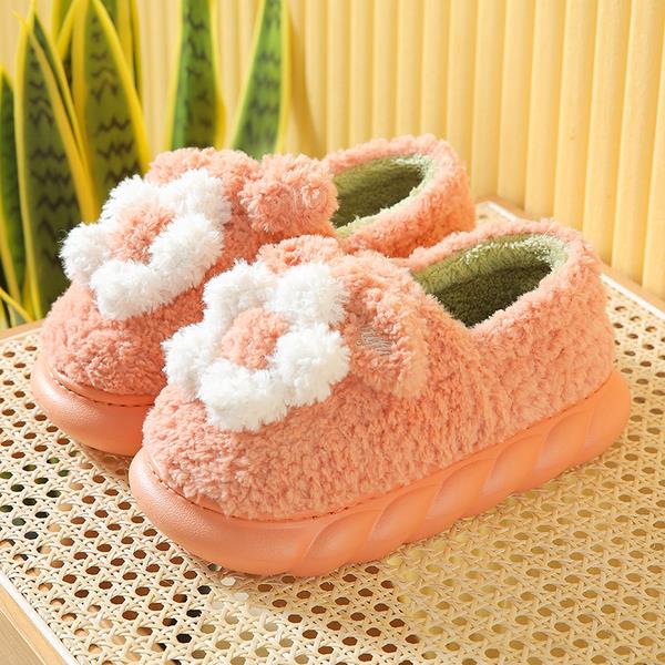 Advbridge Low Heels Women Soft Casual Female Sneakers Korean Shoes Flats Loafers Fur Autumn New  Dress Fall Rome Flower Short Plush Ru