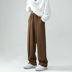 Advbridge Autumn Summer Spring Casual Soft Solid Men's Cool Boys Waist Loose Suit Wide Leg Pants Sagging AllSeason Versatile Drawstring