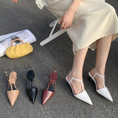 Advbridge 2023 New Spring Summer Brand Women Sandal Shoes Ladies Elegant Thin Middle Heel Dress Pumps Shoes Slip on Slingback Shoes