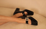 Advbridge Mary Jane Shoes Retro Style High Heel Elegant Women Pumps 6cm Crystal Lady Shoes SquareToe Spring Atumn Real Leather talon femme