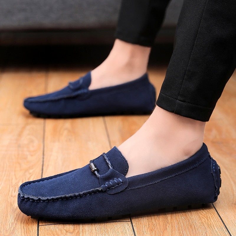 Advbridge Summer Men Loafers Sude Leather Casual Shoes Fashion Slip on Driving Shoes Breathable Moccasins Big Size 38-49 Leisure Walk